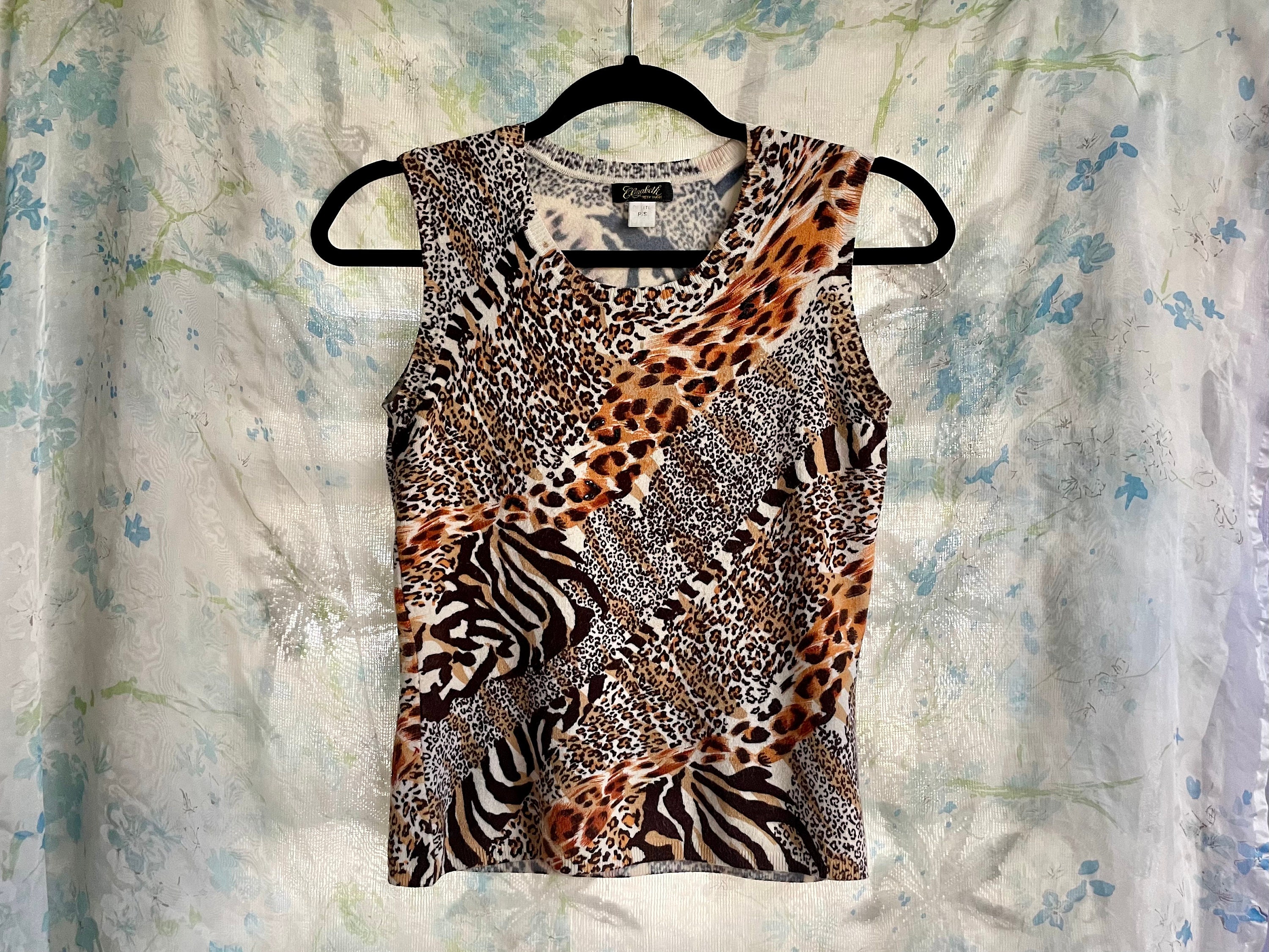 Y2K Leopard Print Knit Shell Top / Vintage Animal Print Y2K Leopard Print Knit Shell Top / Vintage Animal Print