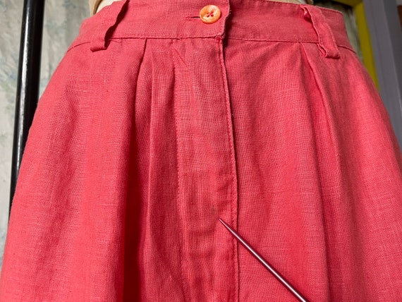 80s Baggy Pleat Front Linen Shorts 27 Waist / Vin… - image 10