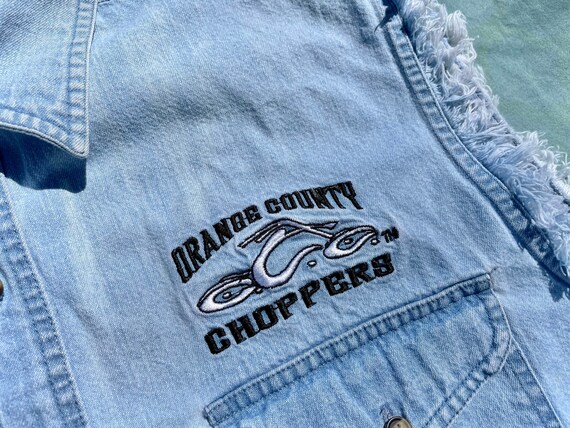 Vintage Biker Cut Off Denim Shirt / 90s Motorcycl… - image 7