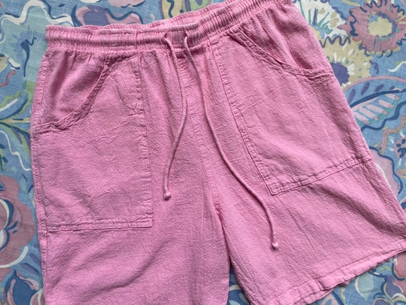 70s 80s Pastel Pink Beach Shorts / 1980s Vintage Berm… - Gem