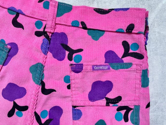 80s pink floral corduroy pants xs / vintage OshKosh B… - Gem