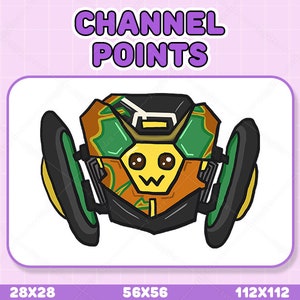 May include: A cartoon illustration of a vehicle with a smiling face, green and brown camouflage design, and large wheels. The text "CHANNEL POINTS" is above the vehicle. The image is available in 28x28, 56x56, and 112x112 sizes.