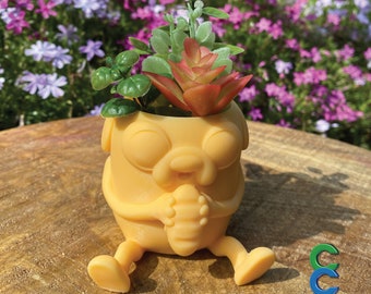 Jake the Dog Pothead Planter Adventure Time Fan Art 3D Printed Jar/Planter Desk Decor