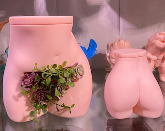 Female Body Booty Bush Planter 3D printed Customizable Home Decor Humorous Desk Art