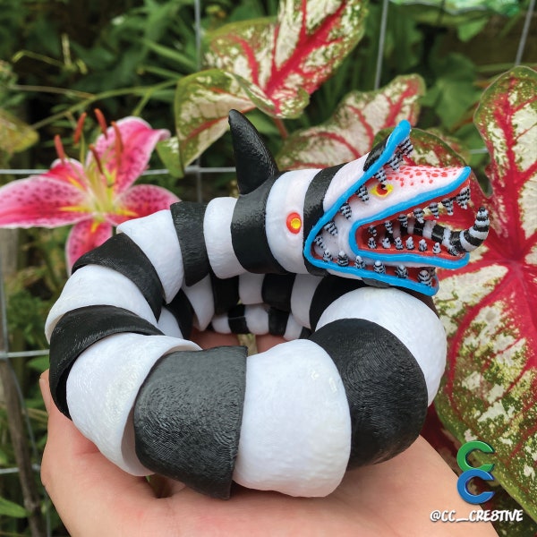 Beetlejuice Sandworm 3D printed Flexi / Articulated Limited Edition Collectible Toy Fan Art series Creation by Chris Capone / CC Cre8tive