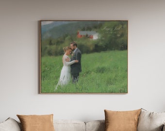 Custom Artwork, Digital Painting, Personalized Wedding Portrait, Turn Any Photo Into A Custom Oil Painting Portrait From Photo, Canvas