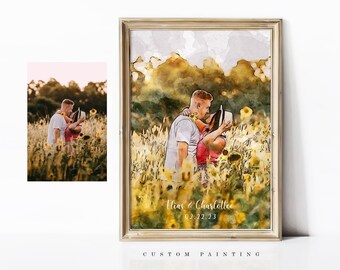 Watercolor Portrait Painting From Photo, Custom Couple Portrait From Photo, Anniversary Gift, Custom Wedding Portrait, Couple Gifts
