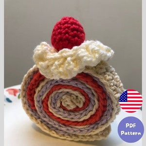 Crochet Pattern - Swiss Roll, Cake Roll, Dessert Amigurumi, Sweets Crochet