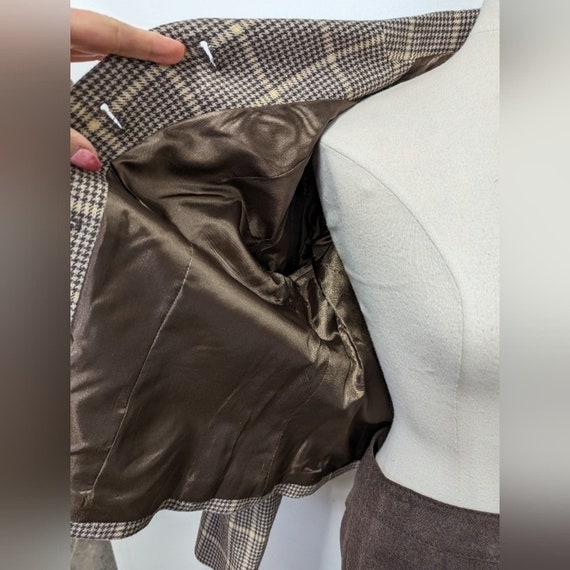 VINTAGE Pendleton Brown Wool Plaid Skirt Suit wit… - image 5