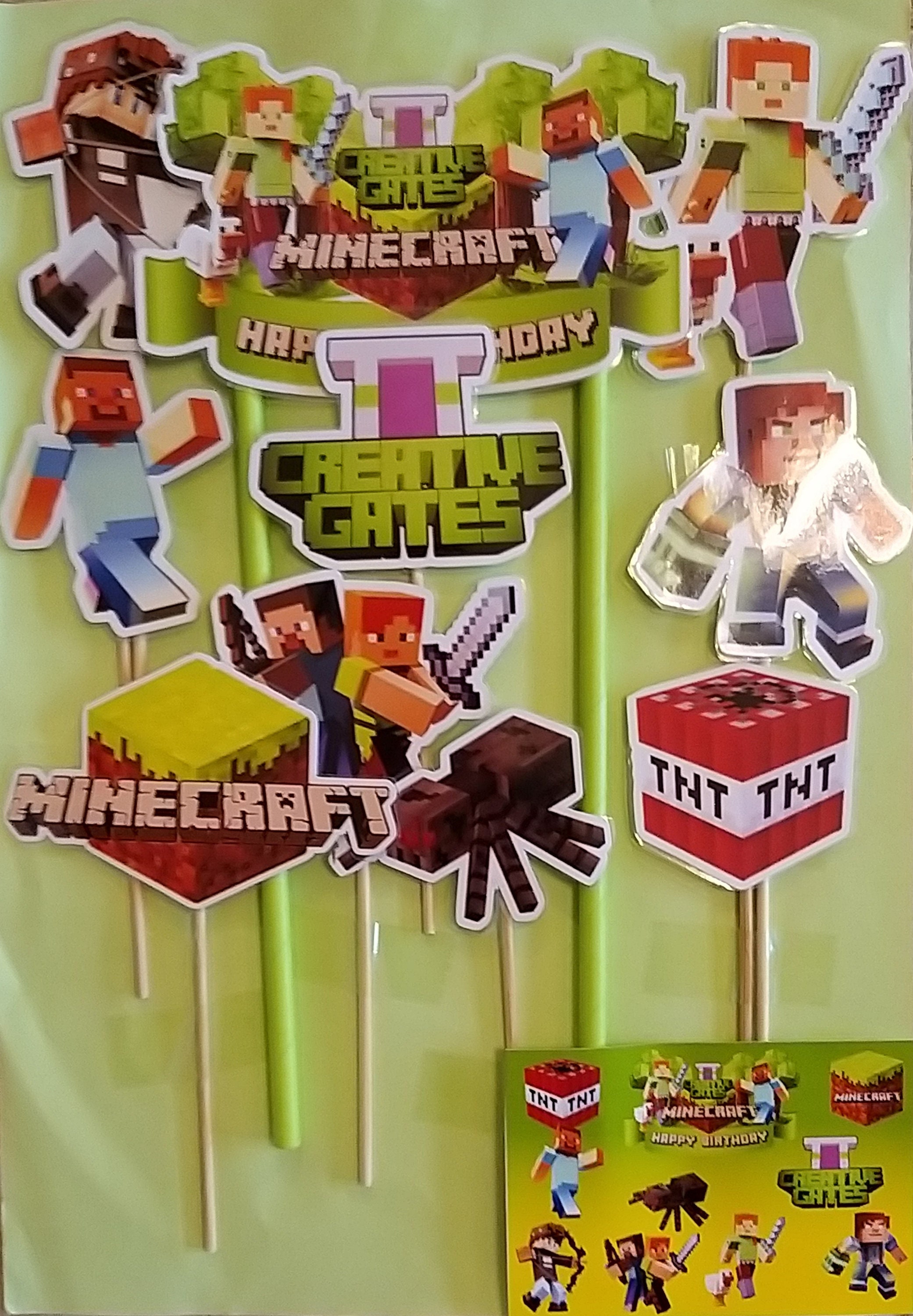 Minecraft Style Cake Toppers Set