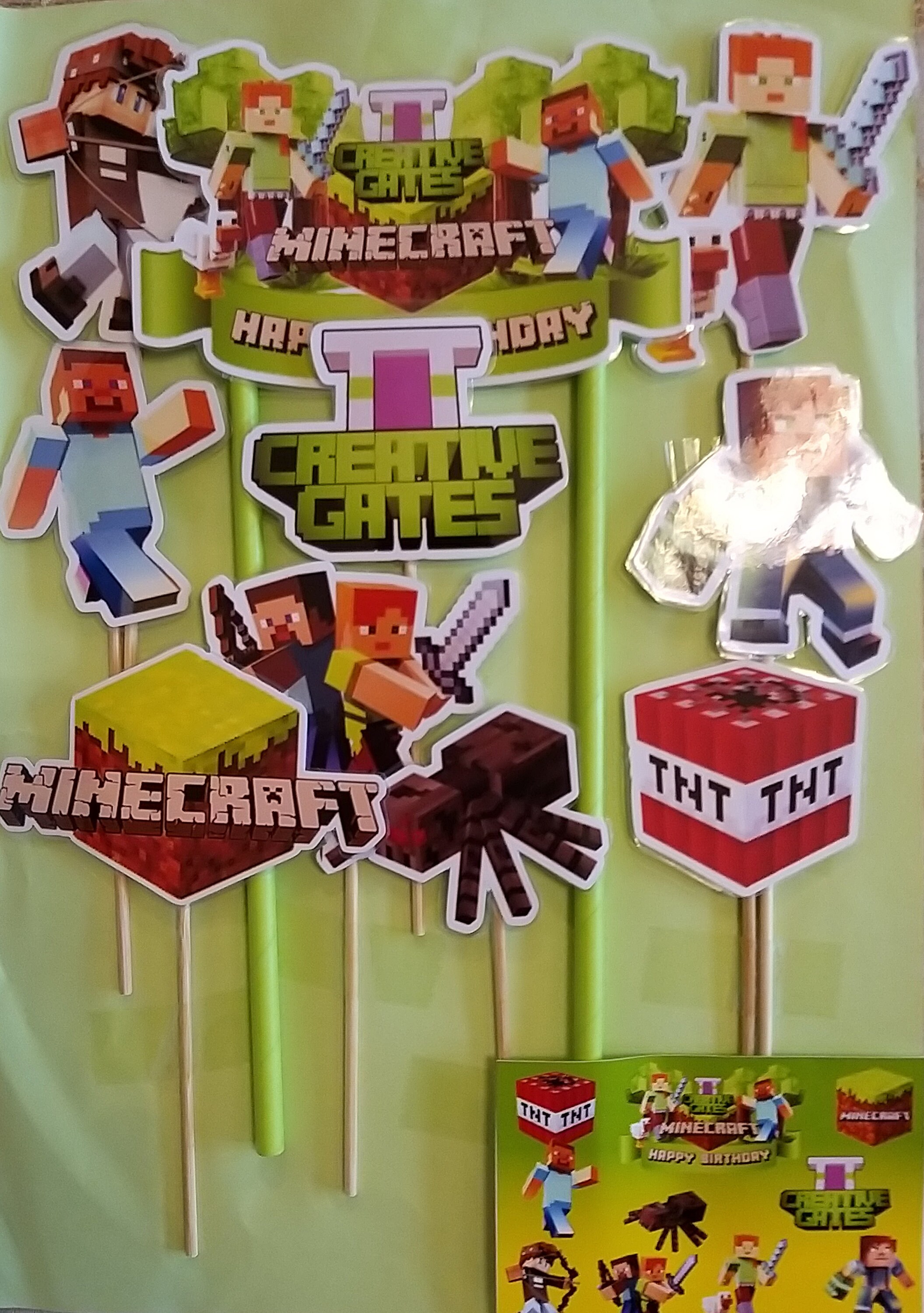 Minecraft Style Cake Toppers Set
