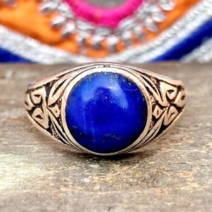 Sterling silver lapis ring, Afghan ring, Blue stone silver ring, Afghan jewelry, Ethnic Tribal vintage ring, Old tribal Afghan jewelry, Gift