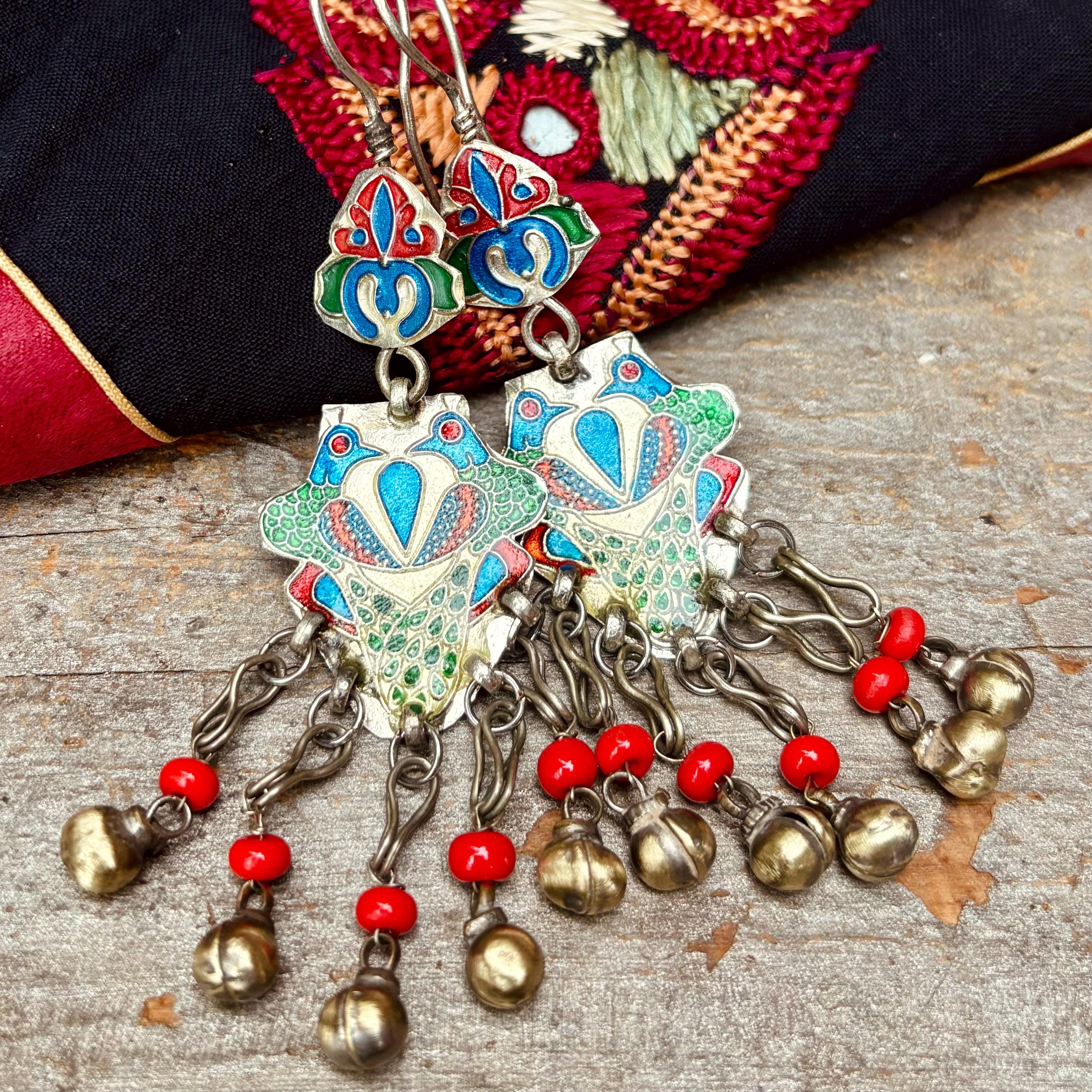 Boucles D'oreilles Ethniques Orientales Avec Pampilles - Artisanat Du Maroc - Neuf Avec étiquettes