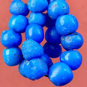 Old blue trade beads, Netherlands glass beads, Big round blue beads, African glass beads, European antique trade beads, Collection beads