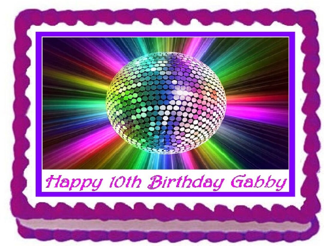 Disco Ball Edible Cake Topper Licensed 1/4 Sheet Etsy