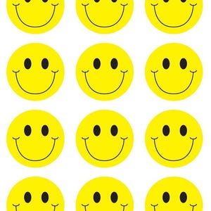 Smiley Faces Edible Cupcake Topper  Licensed - 2&quot; Round