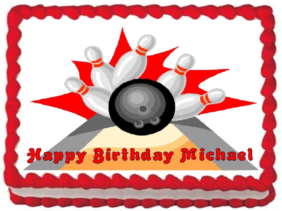 Bowling Edible Cake Topper Licensed 1/4 Sheet Etsy