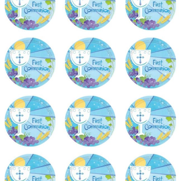 First Communion Edible Cupcake Topper  Licensed - 2" Round