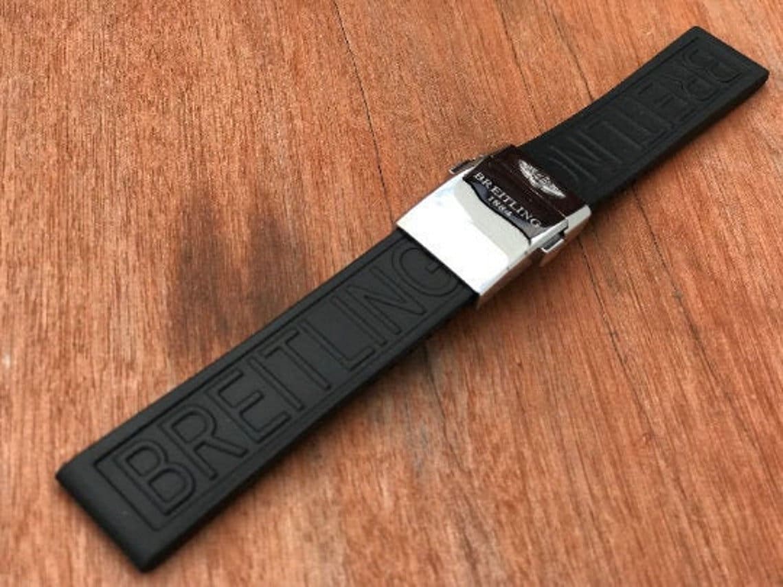 22mm/24mm Breitling Rubber Watch Strap With Deployment Etsy