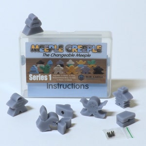 Meeple Creeple (The Game) The Changeable Meeple set series 1, Grey, Board game pieces, Minifigure, RPG Accessory, unique, customisable