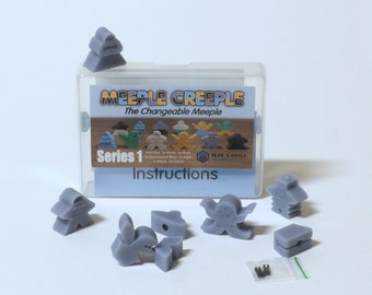 Meeple Creeple The Changeable Meeple set series 1, Grey, Board game pieces, Figure, Minifigure, RPG Accessory, unique, customisable