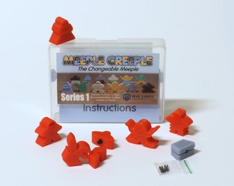 Meeple Creeple The Changeable Meeple set series 1, Red, Board game pieces, Figure, Minifigure, RPG Accessory, unique, customisable