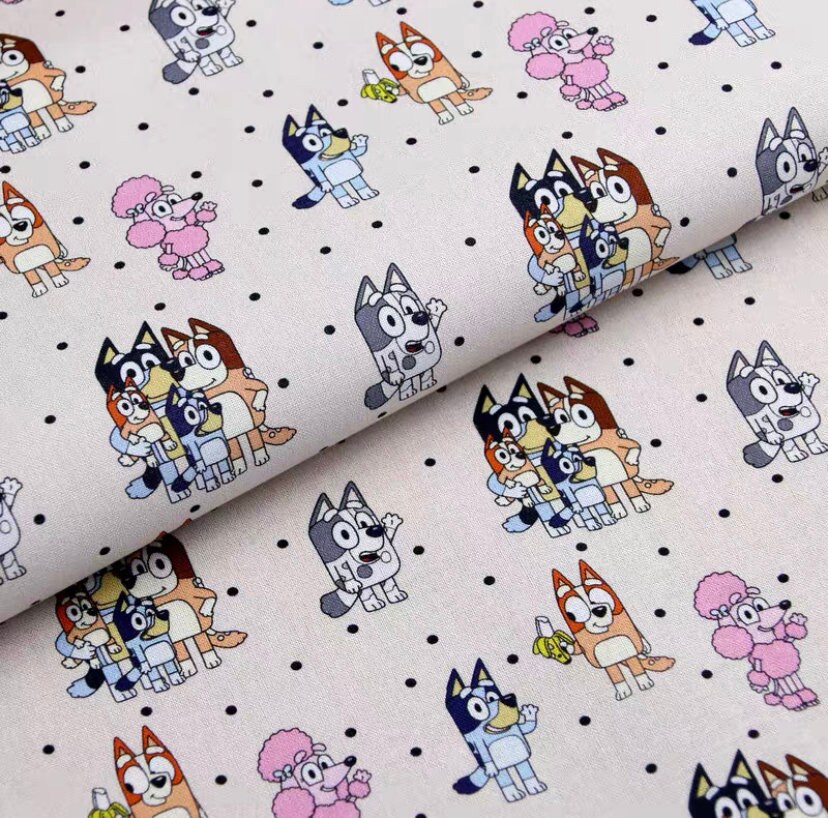 Cute Cartoon Bluey Cotton, Diy Sewing Fabric by Half Yard - Etsy