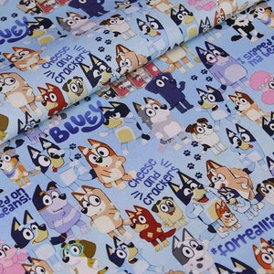 cute cartoon bluey cotton, diy sewing fabric by half yard