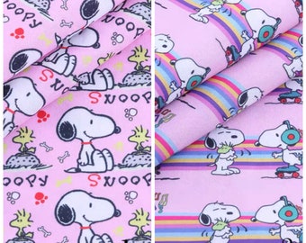 Adorable bande dessinée snoopy en coton polyester, tissu à coudre pour bricolage