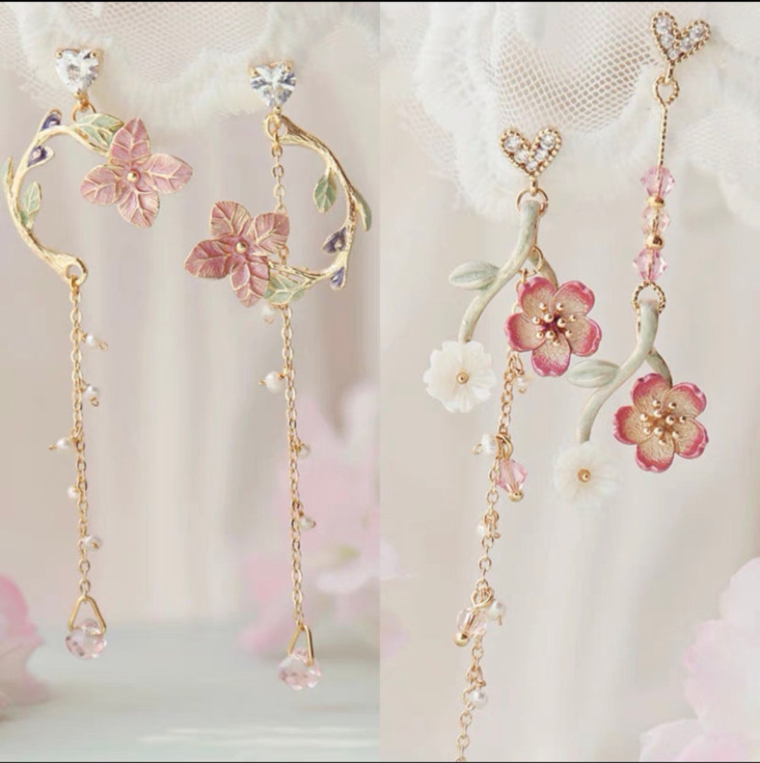 Pastel Cherry Blossom Acrylic Earrings – Momenti di Vita