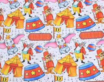 Adorable tissu en coton avec des cirques et des dessins animés, tissu à coudre d'un demi-mètre