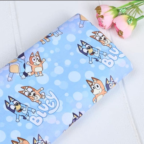 cute cartoon bluey cotton, diy sewing fabric by half yard