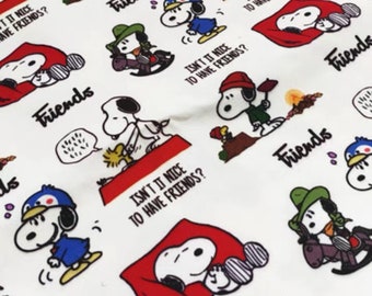 Tissu sergé kaki avec Snoopy, dessin animé à faire soi-même