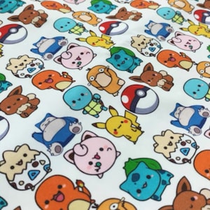 Cute cartoon pikachu canvas  khaki twill fabric DIY