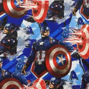 simpatico cartone animato Capitan America in cotone, tessuto da cucito fai da te di mezzo metro