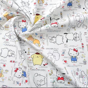 cute cartoon kitty pc dog pompom cotton, diy sewing fabric