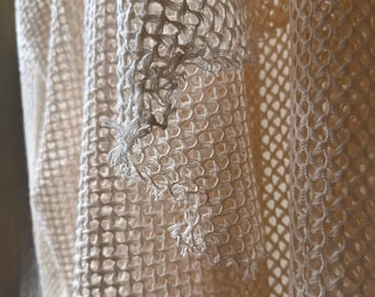 100% Cotton Off-White Open Weave Mesh Fabric | Macrame Style Netting for Boho Curtains, Photography Backdrop, Apparel | by meter