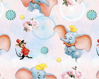 Adorable tissu Dumbo en polyester imperméable, dessin animé, bricolage