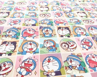 Toile sergé kaki Doraemon avec des dessins animés, DIY