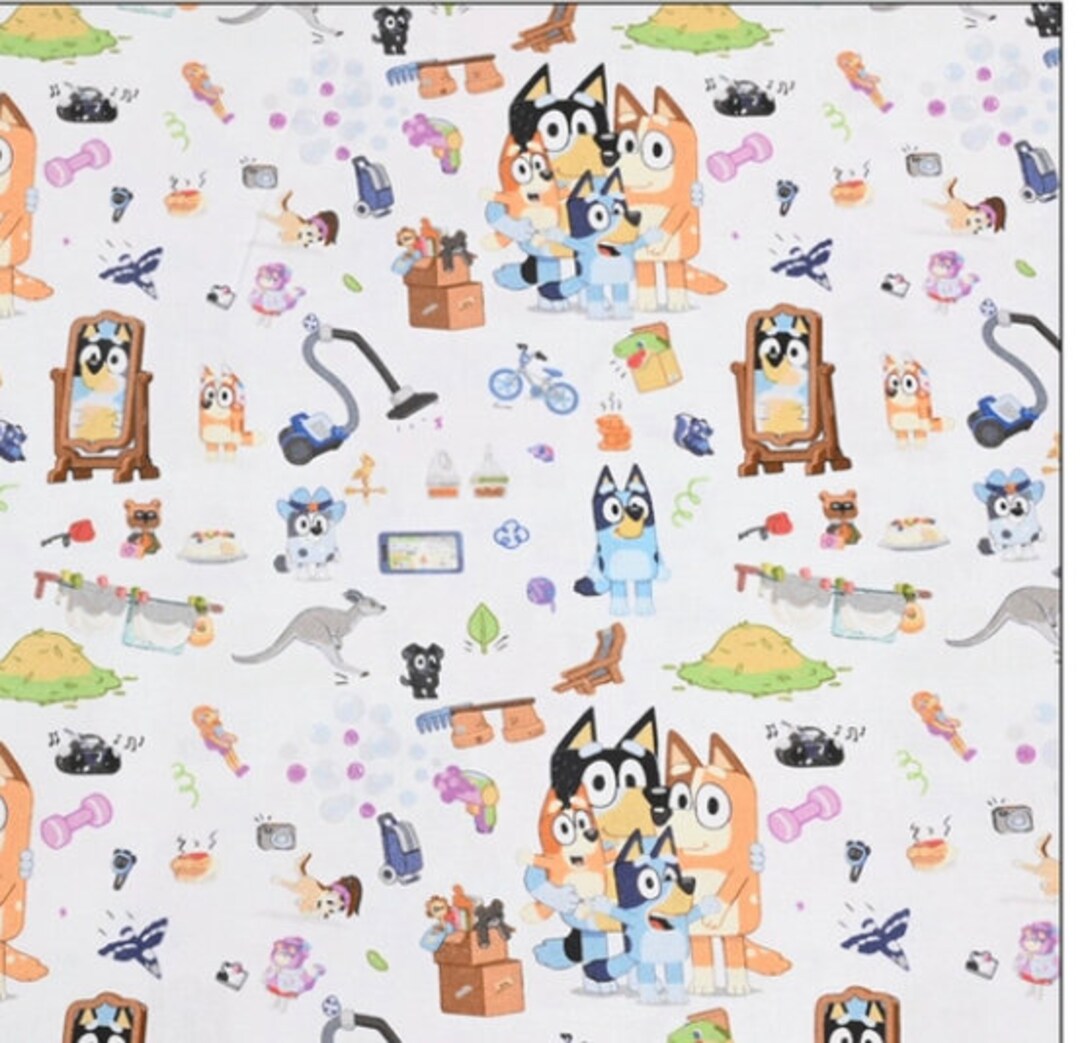 Cute Cartoon Bluey Cotton, Diy Sewing Fabric by Half Yard - Etsy