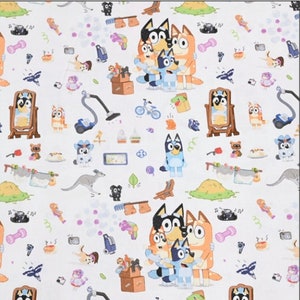 schattige cartoon blauw katoen, diy naaistof op halve meter