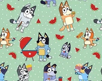 cute cartoon bluey cotton, diy sewing fabric by half yard