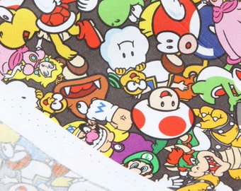 Adorable tissu en coton Mario, dessin animé, tissu à coudre d'un demi-mètre