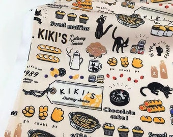 cute cartoon kiki's delivery service cotton, diy sewing fabric by half yard