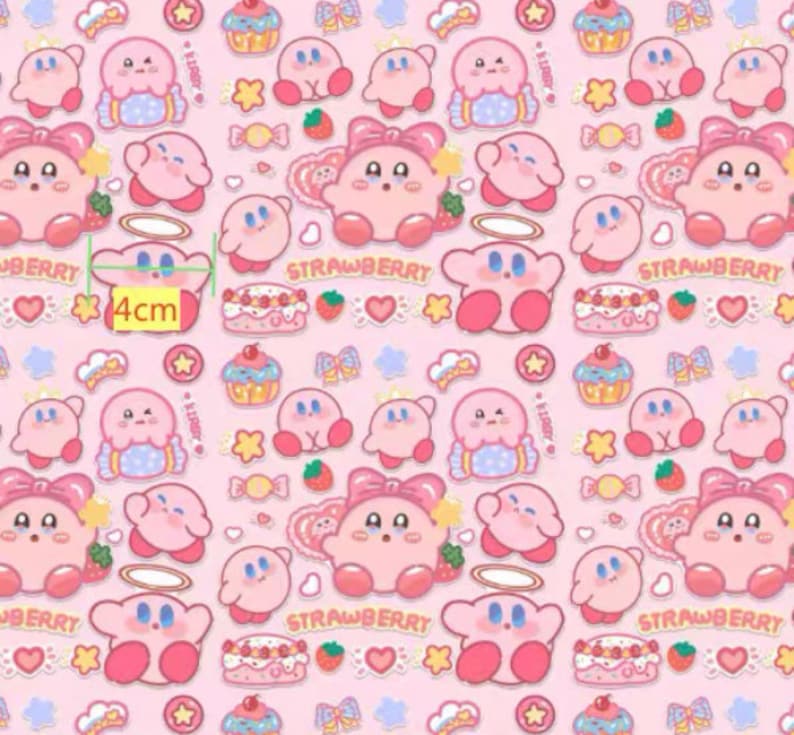 Cartoon kirby polyester waterproof, diy sewing fabric 6