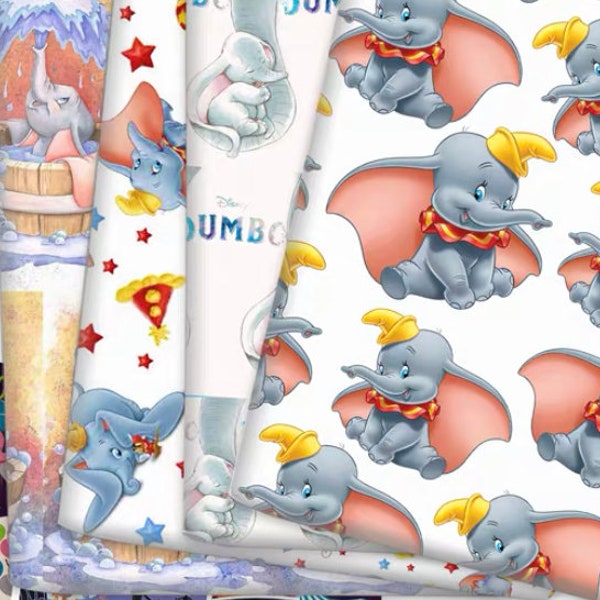 Adorable tissu Dumbo en polyester et coton, couture pour travaux manuels