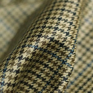 Heavyweight Tussah Silk Fabric | 49 Momme Yarn Dyed Houndstooth Suiting Fabric | Winter Silk for Blazers and Coats | 59" Wide By half Yard