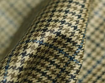Heavyweight Tussah Silk Fabric | 49 Momme Yarn Dyed Houndstooth Suiting Fabric | Winter Silk for Blazers and Coats | 59" Wide By half Yard