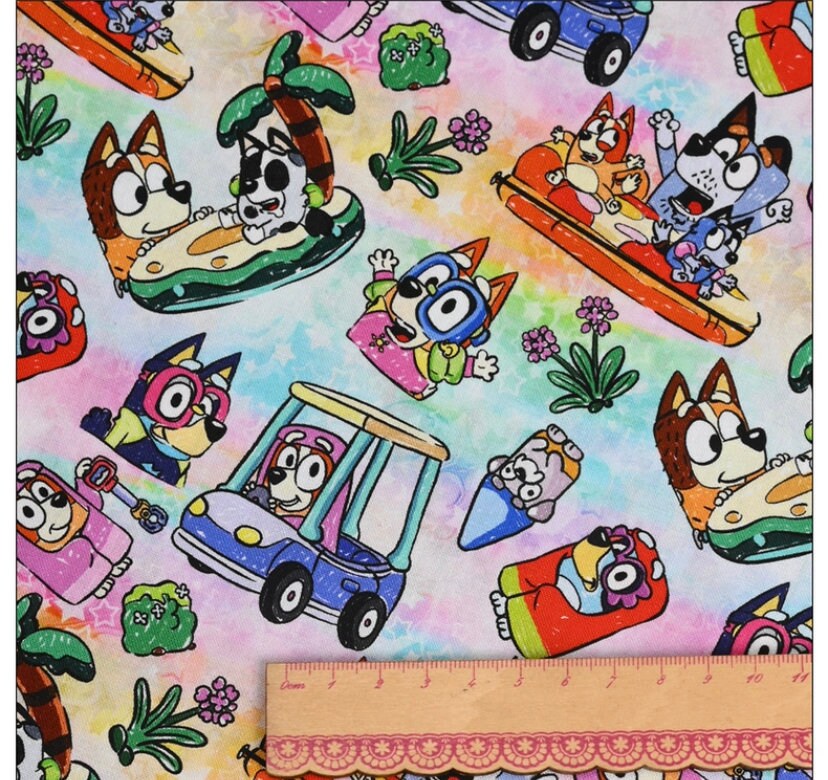 Cute Cartoon Bluey Cotton, Diy Sewing Fabric by Half Yard - Etsy