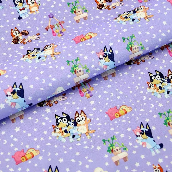 cute cartoon bluey cotton, diy sewing fabric by half yard